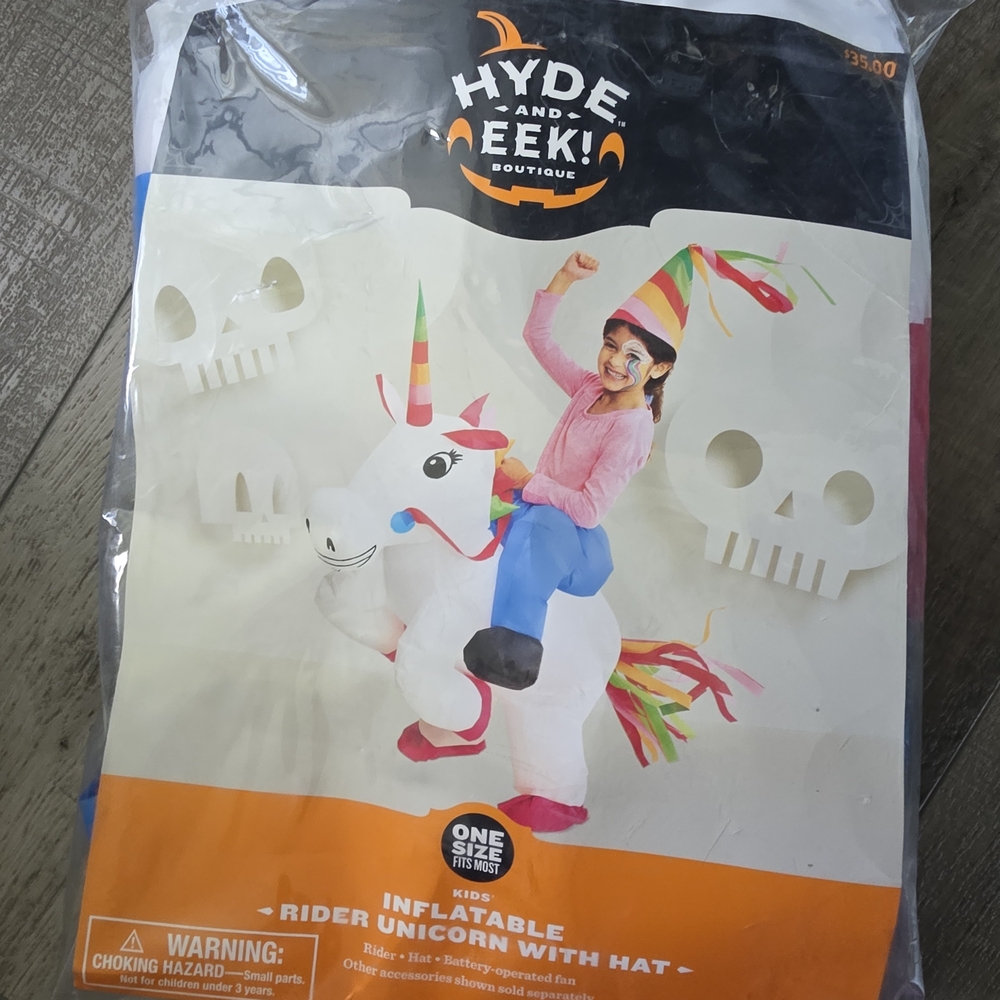 Hyde and Eek! Inflatable Rider Unicorn with Hat